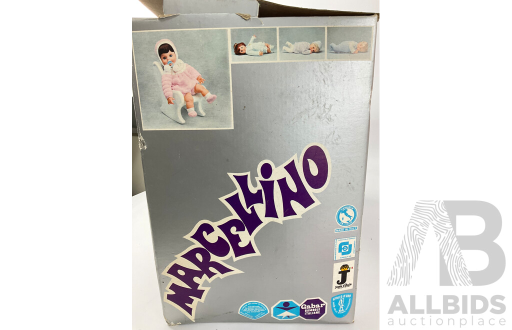 Vintage Baby on Swing and Gabar Marcellino Weeping Baby in Original Boxes