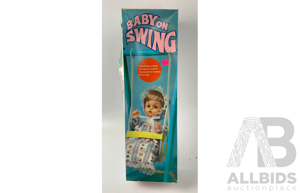 Vintage Baby on Swing and Gabar Marcellino Weeping Baby in Original Boxes