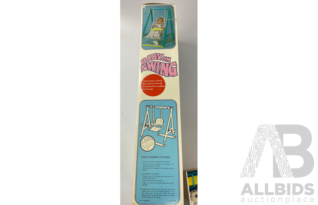 Vintage Baby on Swing and Gabar Marcellino Weeping Baby in Original Boxes