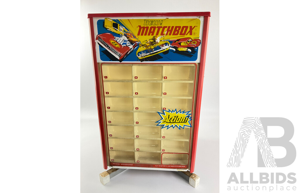 Rare 1970's Lesney Matchbox Shop Display Case on Rotating Base