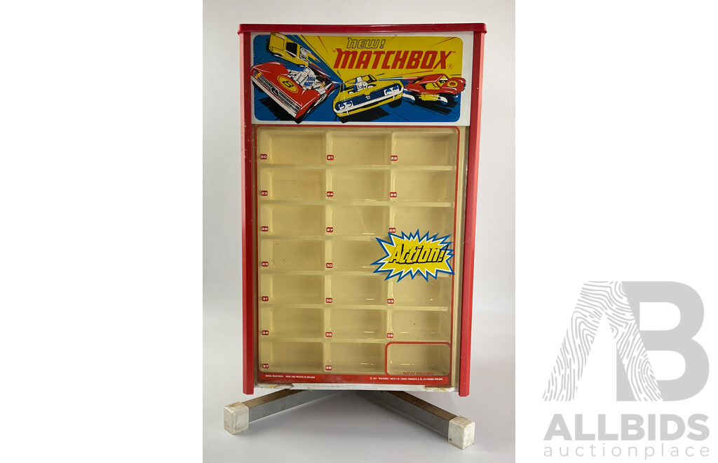 Rare 1970's Lesney Matchbox Shop Display Case on Rotating Base