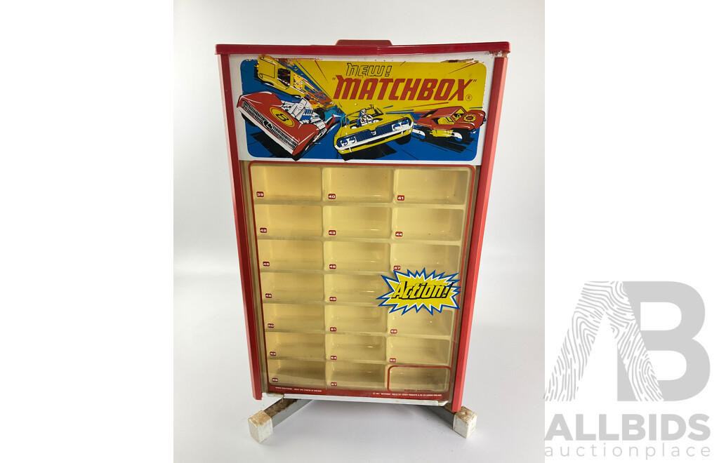 Rare 1970's Lesney Matchbox Shop Display Case on Rotating Base