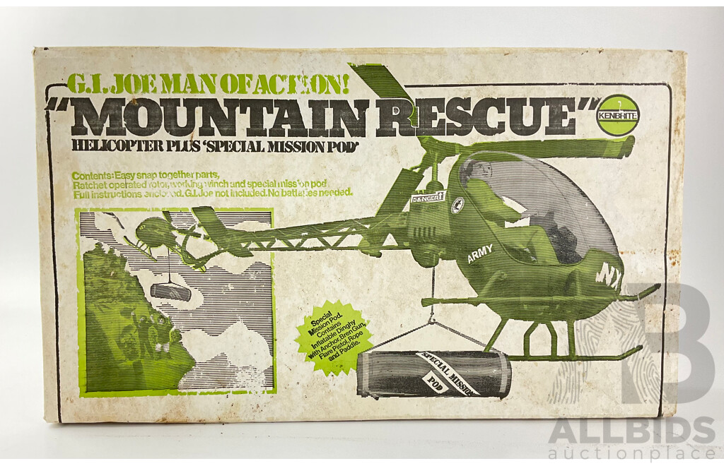 Vintage Kenbrite GI Joe Mountain Rescue Helicopter and Special Mission Pod in Sealed Box