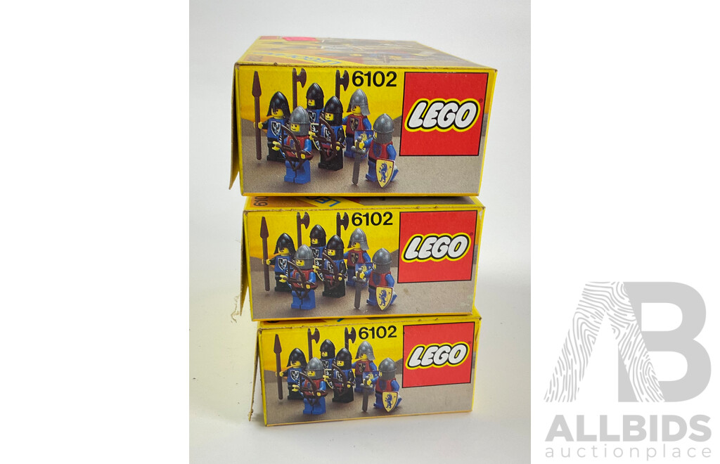 Three 1980's Lego Castle Series Figures, 6102 in Sealed Boxes