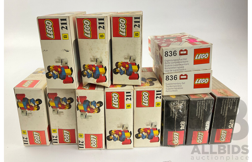 1970's and 80's Lego Sets, B 211, 836, 874 All in Sealed Boxes