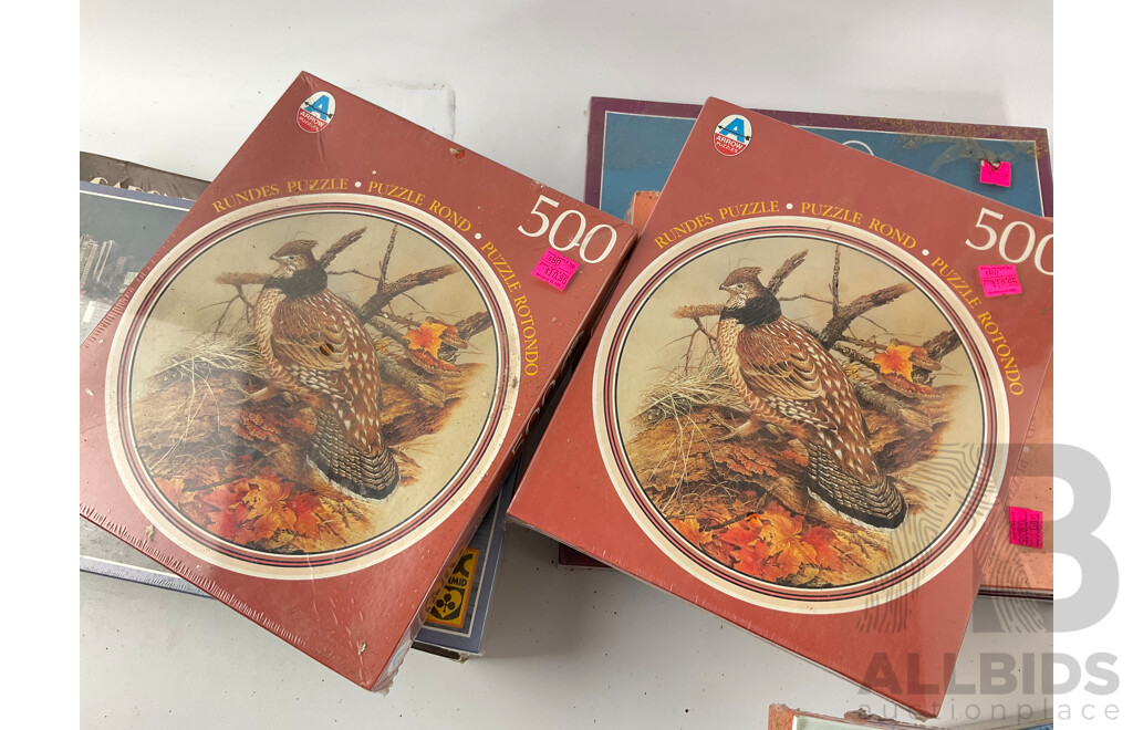 Collection of Vintage Jigsaw Puzzles Including Nature, Military and Maritime Themes, All in Sealed Boxes