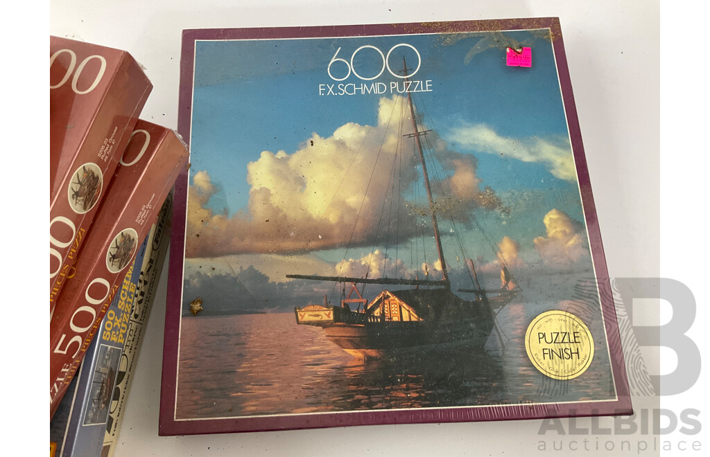 Collection of Vintage Jigsaw Puzzles Including Nature, Military and Maritime Themes, All in Sealed Boxes