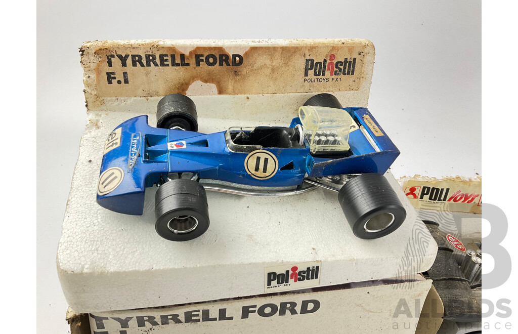 1970's Polistil Tyrrell Formular One Fords and BRM P154 Can Am with Water Damaged Packaging 1:25 Scale