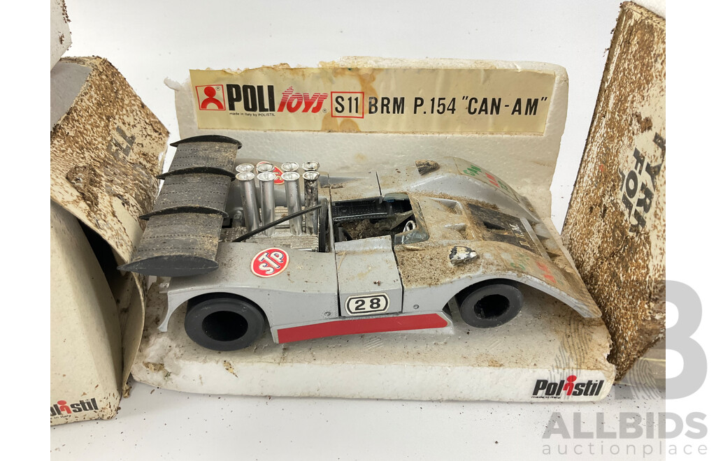 1970's Polistil Tyrrell Formular One Fords and BRM P154 Can Am with Water Damaged Packaging 1:25 Scale