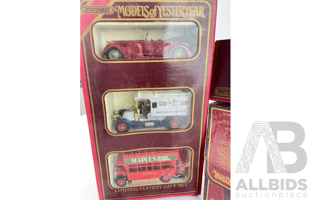 Collection of Matchbox Models of Yesteryear Classic Cars Including Limited Edition Gift Set and Two 1918 Atkinson 'D' Type Steam Lorrys in Original Wrapping