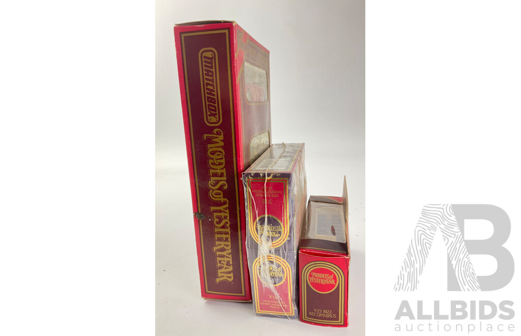 Collection of Matchbox Models of Yesteryear Classic Cars Including Limited Edition Gift Set and Two 1918 Atkinson 'D' Type Steam Lorrys in Original Wrapping