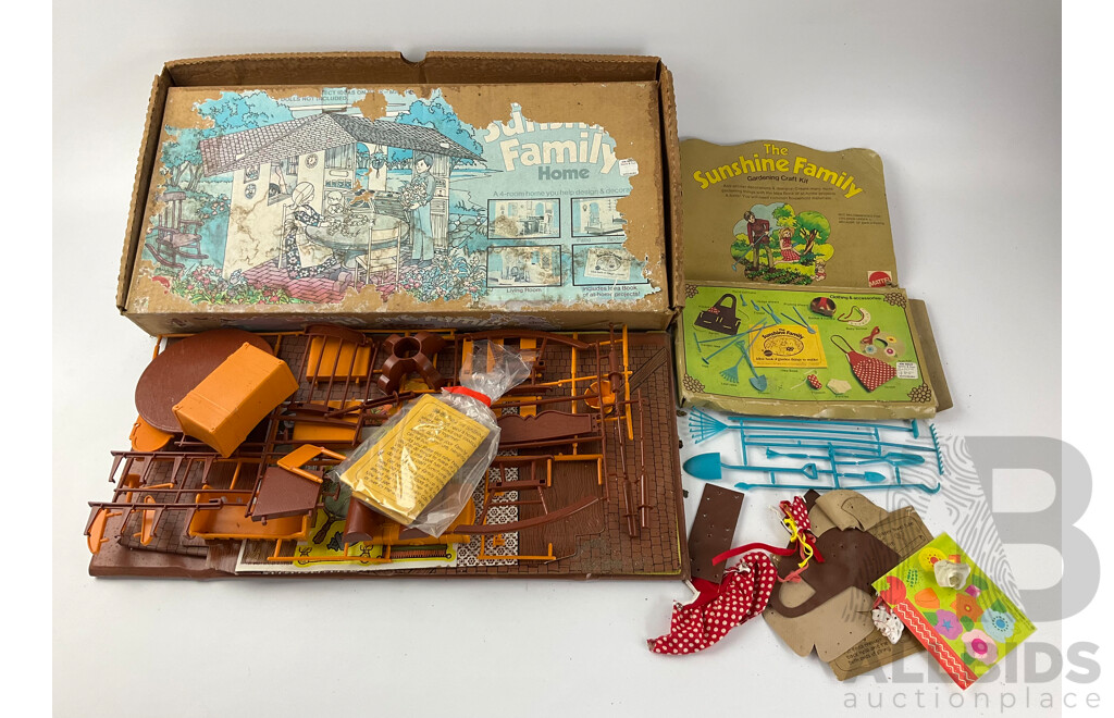 Vintage Mattel Sunshine Family Home and Garden Craft Set in Original Weathered Boxes