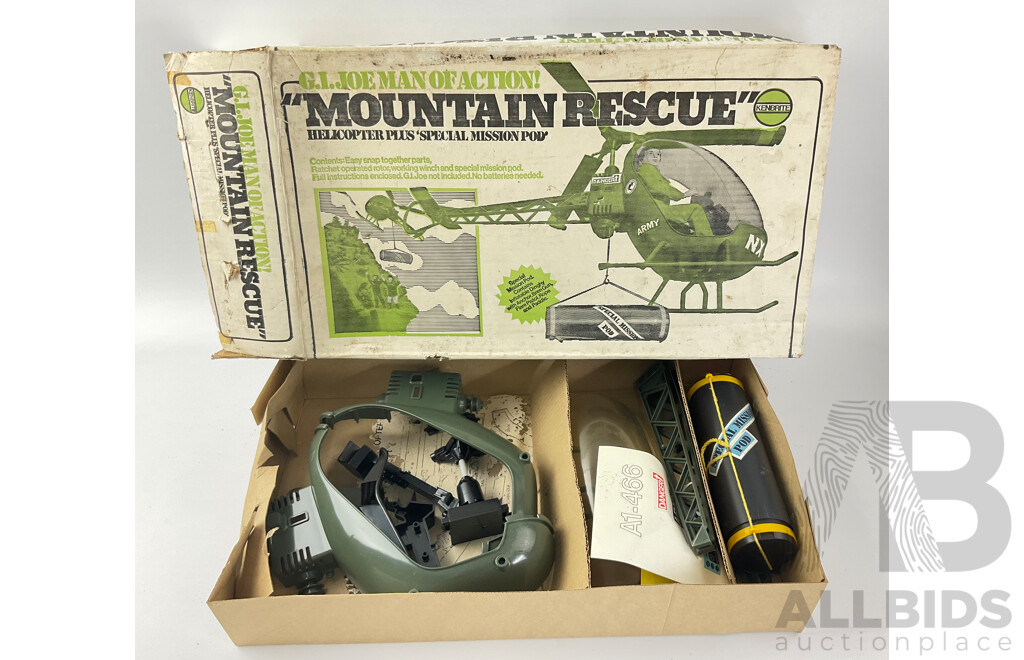 Vintage Kenbrite GI Joe Mountain Rescue Helicopter and Special Mission Pod in Original Box