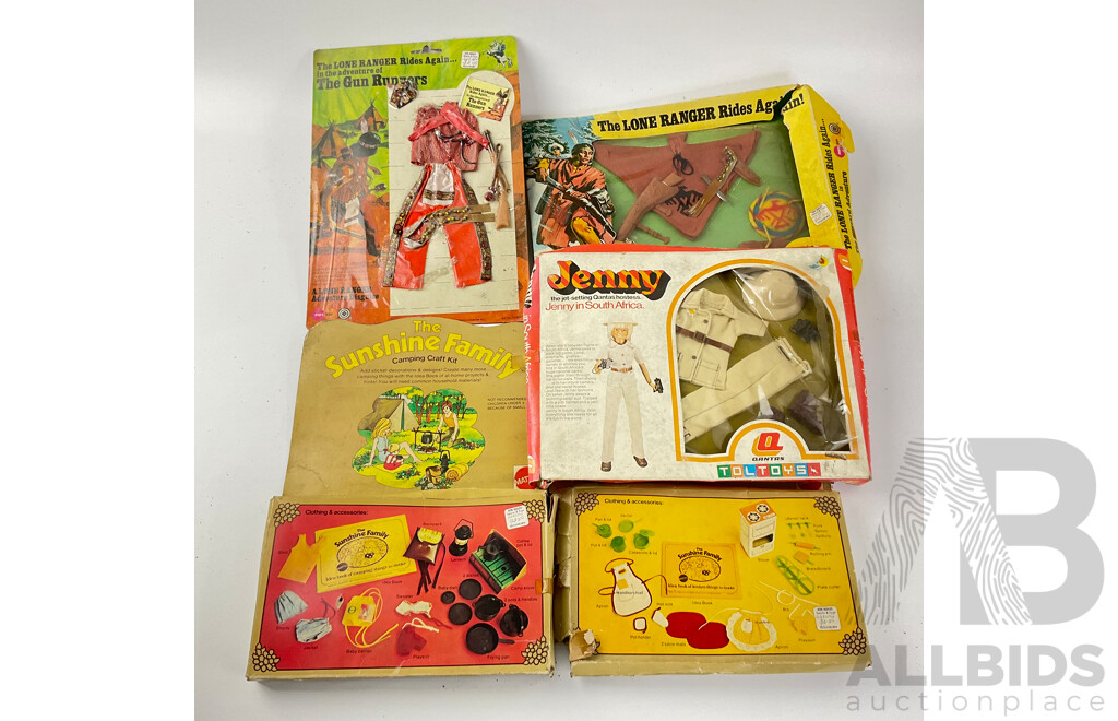 Vintage Doll Clothing and Accesories Including Marx Toys 'The Lone Ranger Rides Again' Mattel 'The Sunshine Family' and Toltoys Jenny the Qantas Hostess