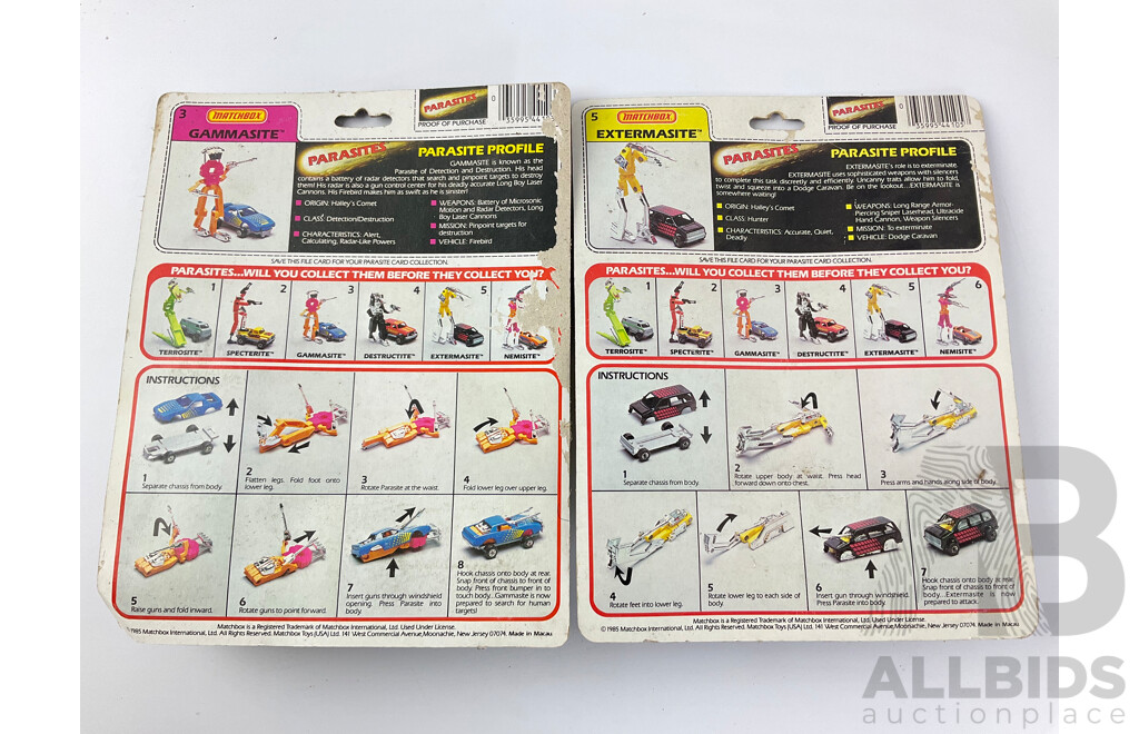 1980's Matchbox Parasites Including Extermaste Hunter and Gammasite Detection/Destruction in Original Packaging