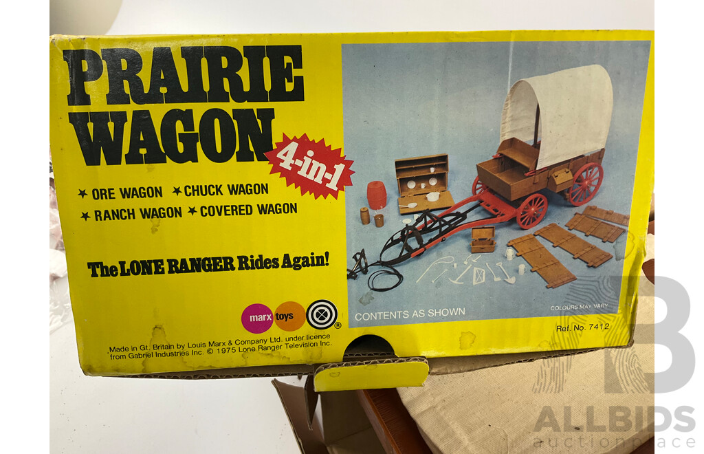 Vintage Marx Toys ‘The Lone Ranger Rides Again' 4 in 1 Prairie Wagon with Original Box