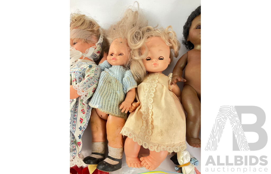 Large Collection of Vintage Dolls, Doll Parts, Prams and Basket