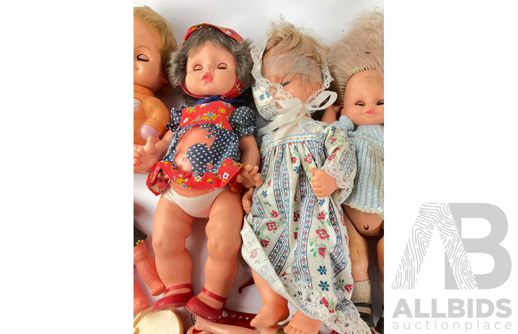 Large Collection of Vintage Dolls, Doll Parts, Prams and Basket