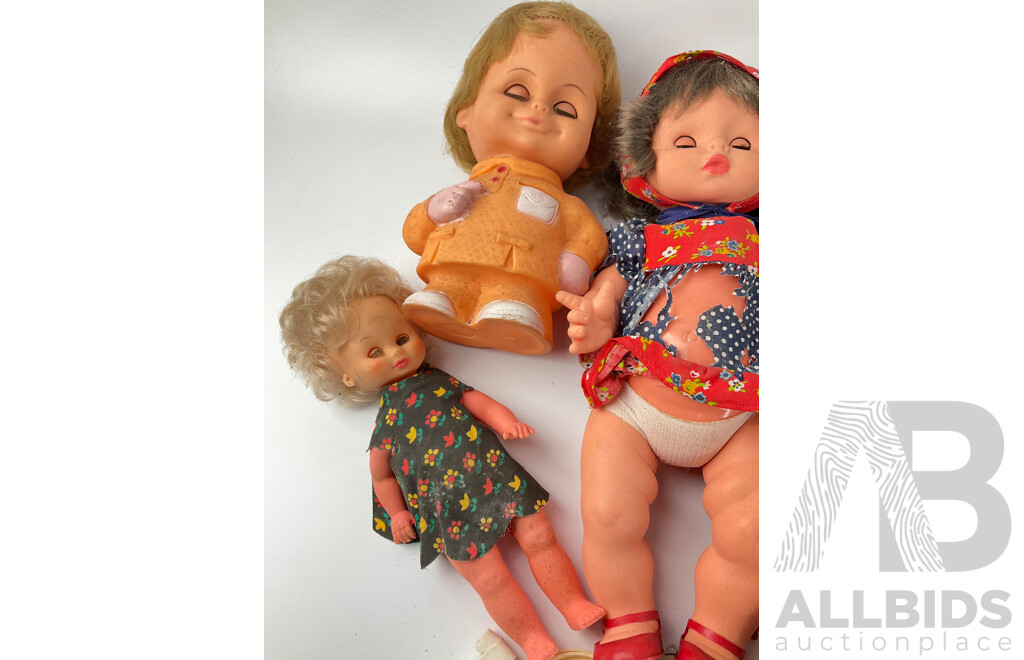 Large Collection of Vintage Dolls, Doll Parts, Prams and Basket