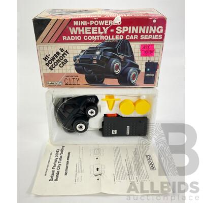 Vintage Radcon Wheely-Spinning Honda City Turbo Bulldog Remote Controlled Car in Original Packaging