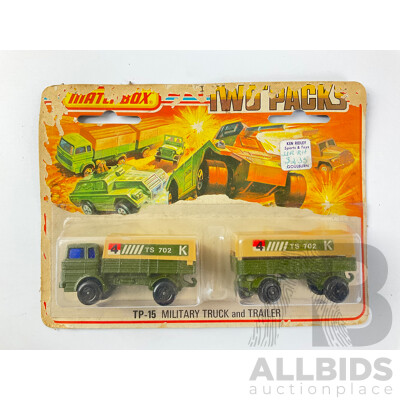 1970’s Matchbox Two Packs TP-15 Military Truck and Trailer in Original Packaging