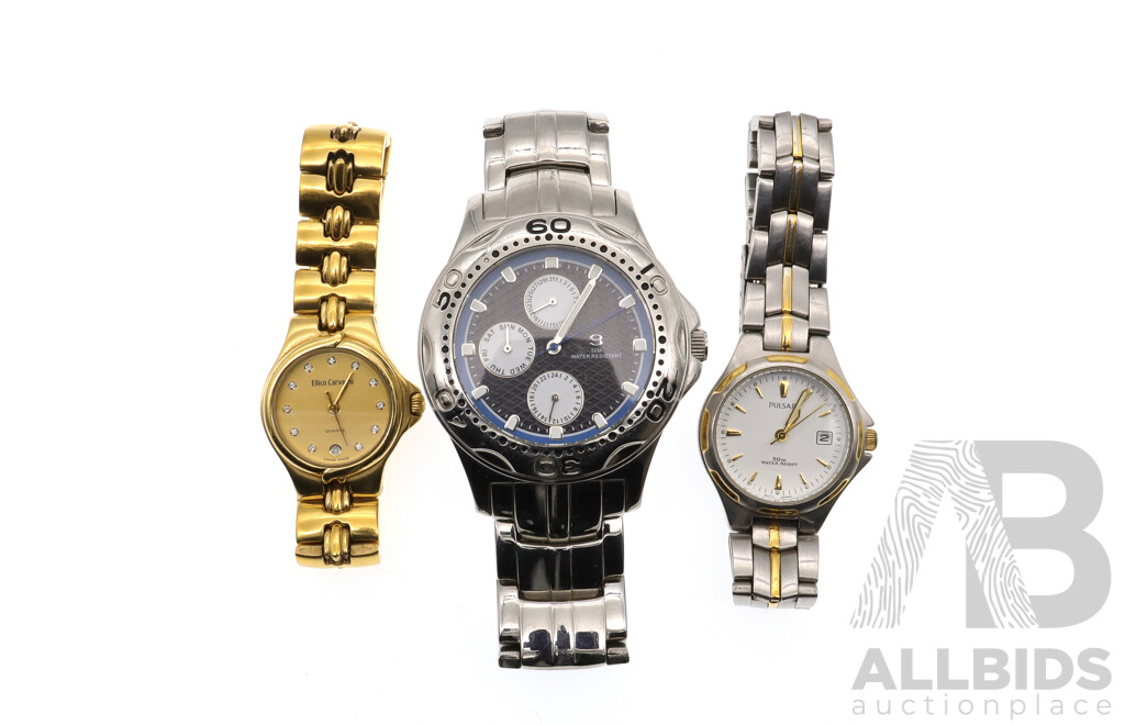 Collection of (3) Dress Watches Including Ladies Pulsar, Ellico Cavanni - Swiss Made & Goldmark