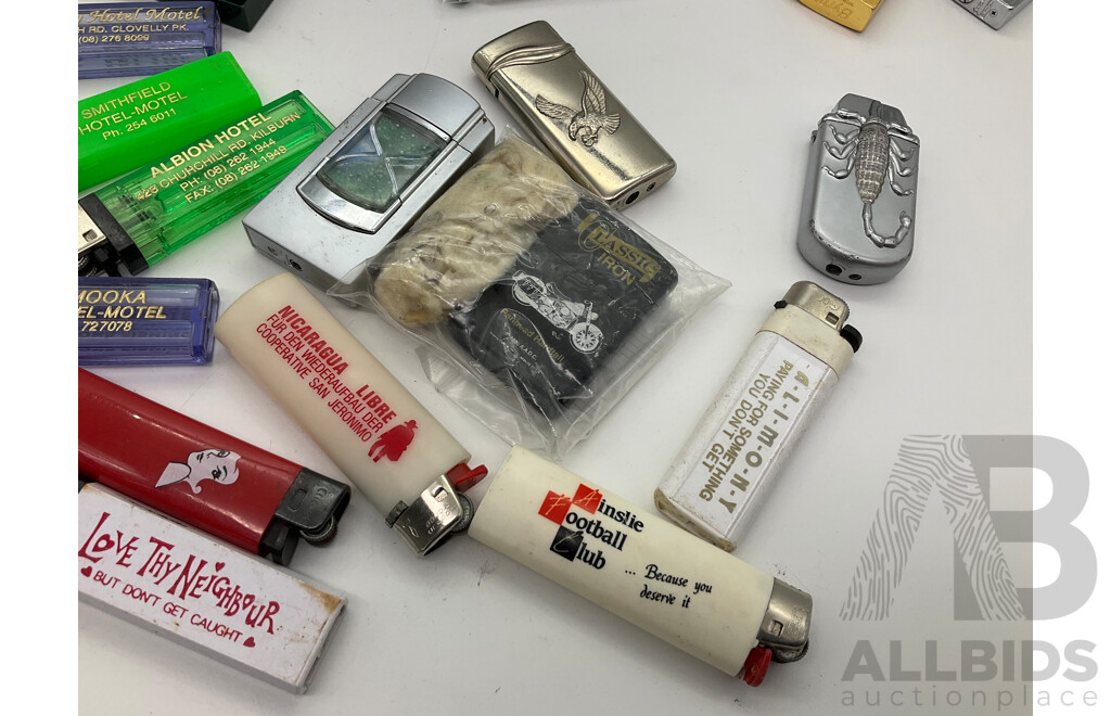 Vintage Lighters Including Honest, Byron, Globe Lighter and More