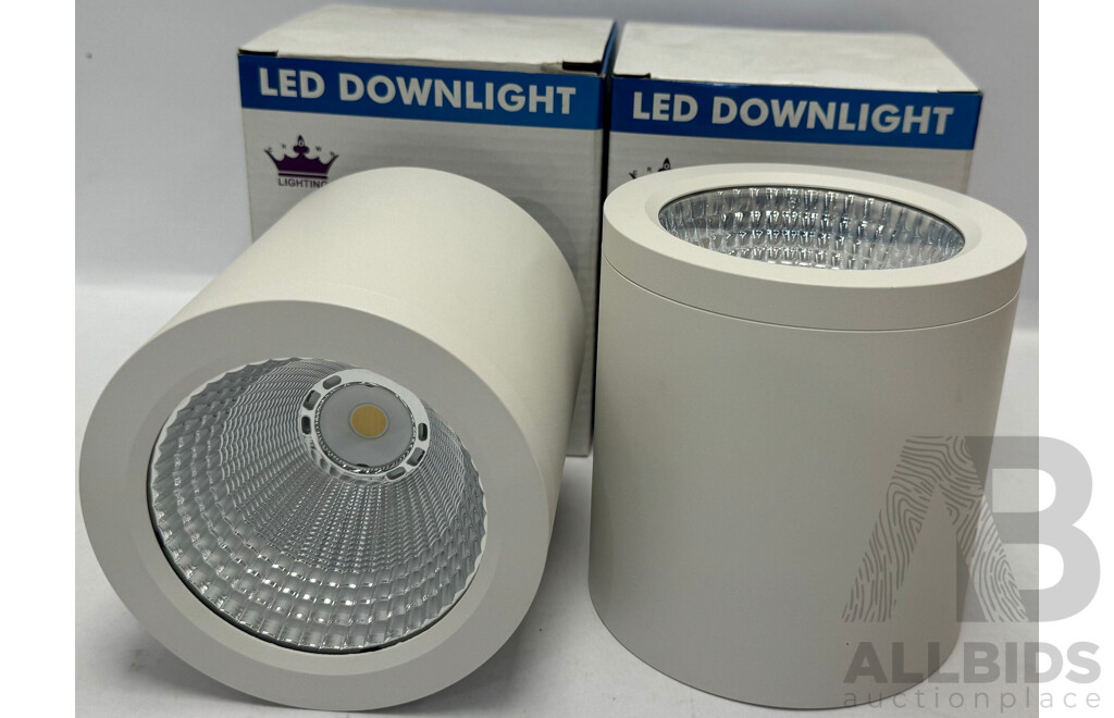 Crown Lighting 20W Surface Mounted Round LED Dimmable Downlight Lot of 2