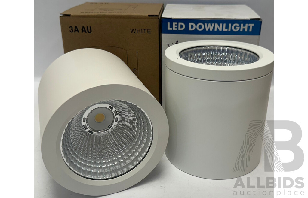 Crown Lighting 20W Surface Mounted Round LED Dimmable Downlight - Lot of 2