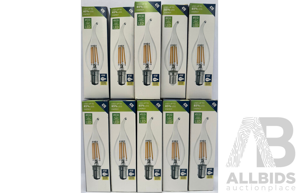 LV Luce LED 4W Filament C35T Pull Tail Flame Tip Warm White Bulbs - Lot of 10