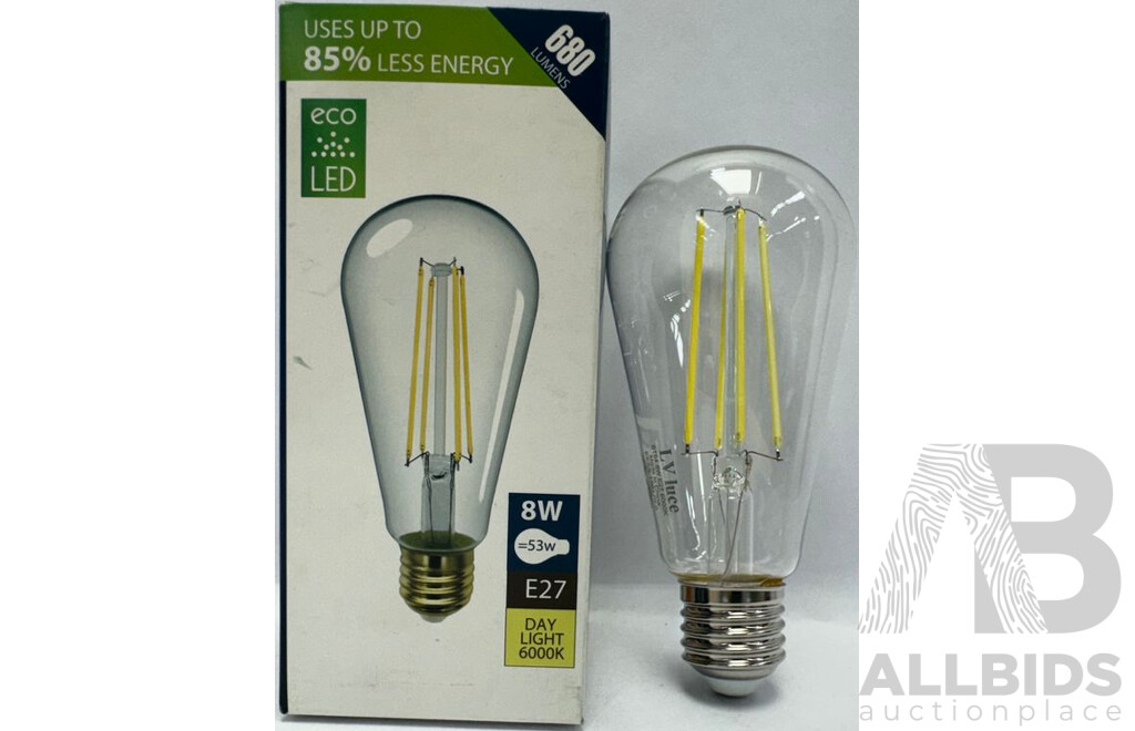 LV Luce LED 8W Dimmable Filament ST64 Daylight Bulb - Lot of 3