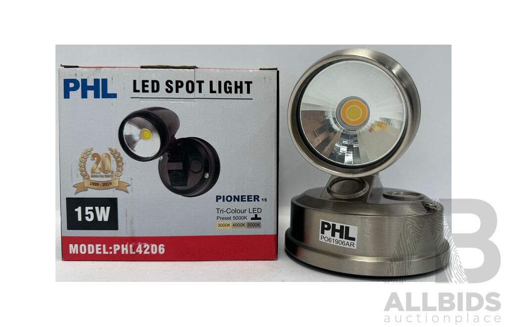 PHL 15W LED Brush Chrome Single Spotlight