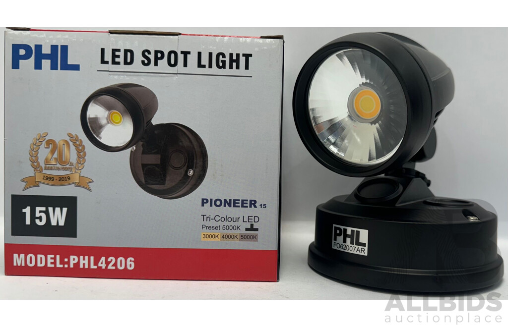 PHL 15W LED Black Single Spotlight