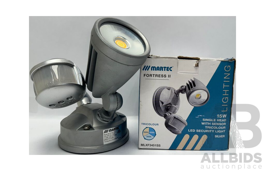 Martec Fortress II 15W Tricolour LED Single Spotlight with PIR Sensor