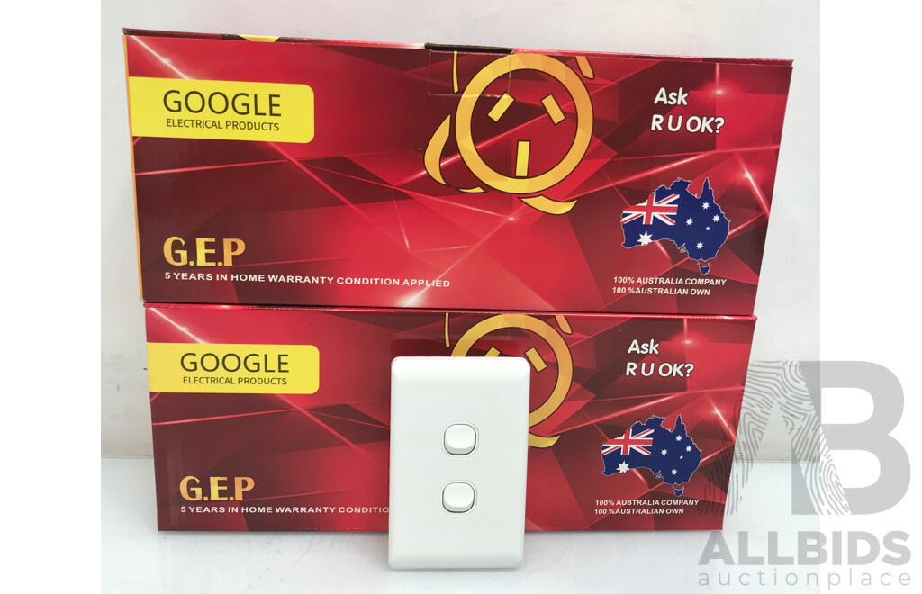 Google Electrical Products 2 Gang Switch  - 100 Pieces - Brand New