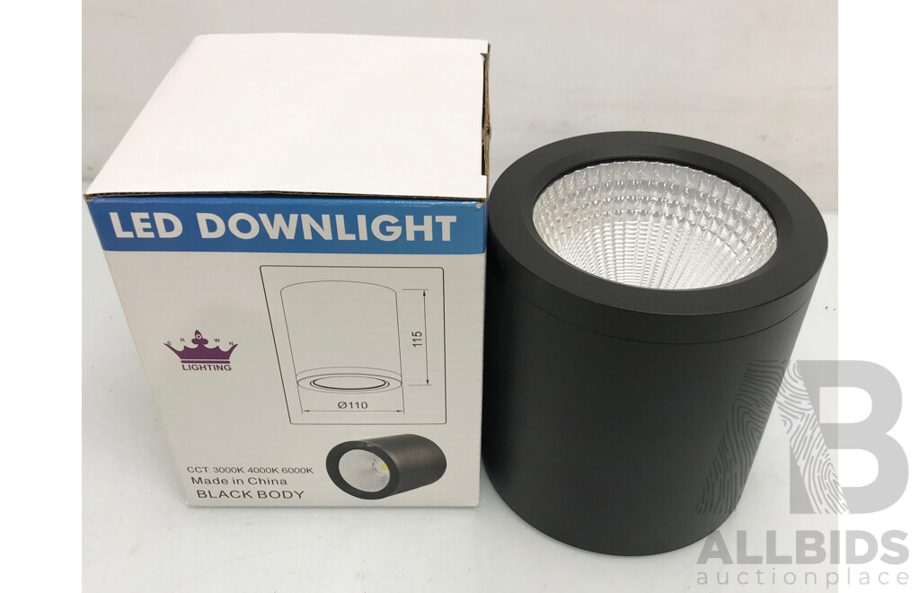 Crown Lighting Black 20W LED Downlight  - Box of 20 - Brand New