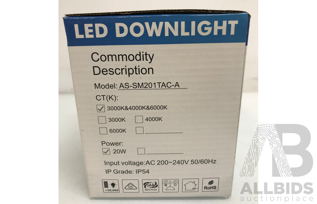 Crown Lighting Black 20W LED Downlight  - Box of 20 - Brand New