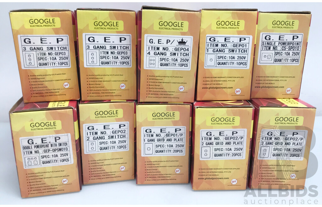 Google Electrical Products Switches and Components - Lot of 10 Boxes