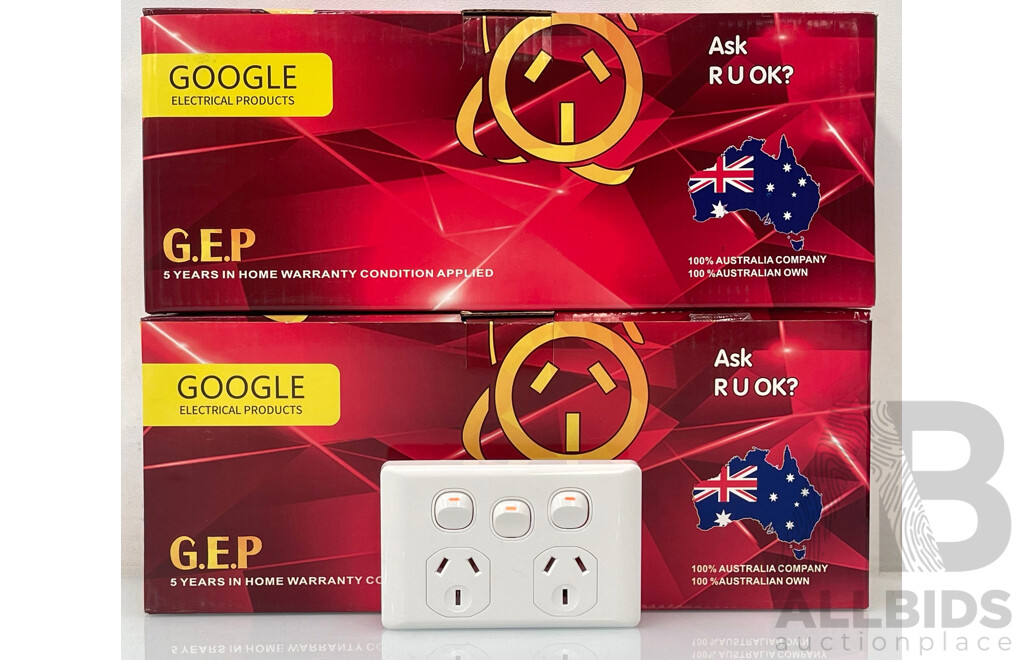 Google Electrical Products Double Power Point with Switch - 20 Pcs - Brand New