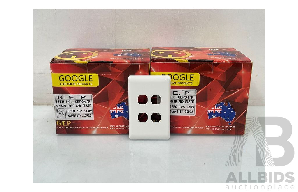 Google Electrical Products 4 Gang Grid and Plate  - 40 Pieces - Brand New