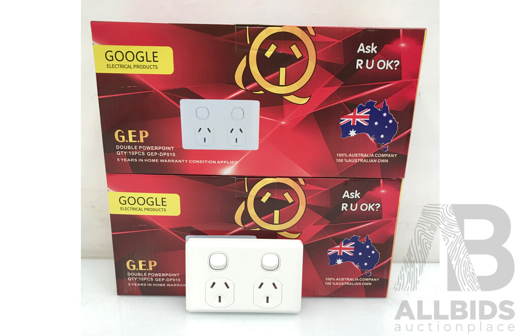 Google Electrical Products Double Power Point - Lot of 20 Pcs - Brand New