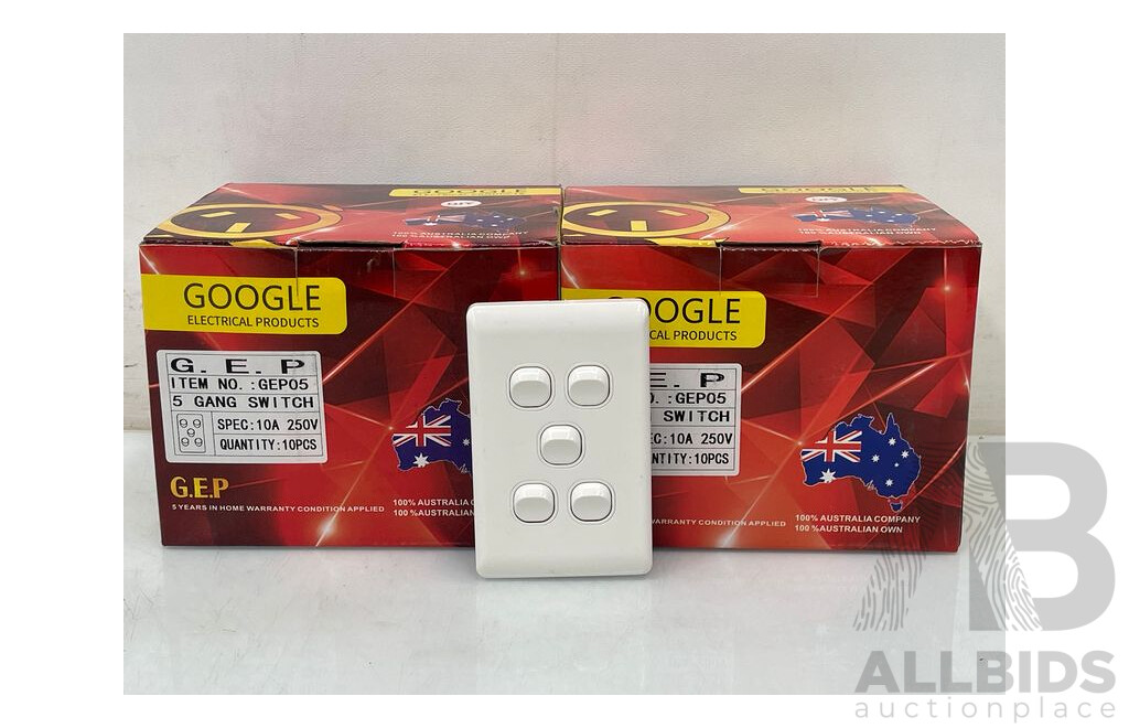 Google Electrical Products 5 Gang Switch  - Lot of 20 - Brand New