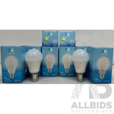 3A Lighting 11W LED Bulb A60 E27 4000K - Lot of 6