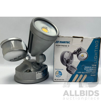 Martec Fortress II 15W Tricolour LED Single Spotlight with PIR Sensor