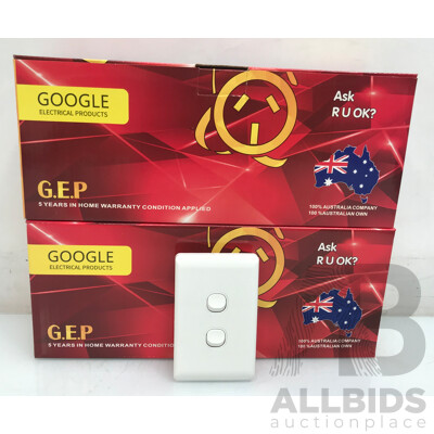 Google Electrical Products 2 Gang Switch  - 100 Pieces - Brand New