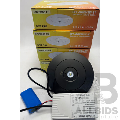 Big Boss AU 3W LED Spitfire Emergency Light Round Recessed Downlight D40 - Lot of 4