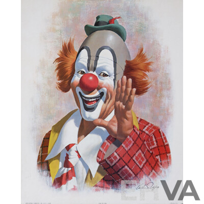Pair of Vintage Arthur Kaplan Unframed Clown Lithographs