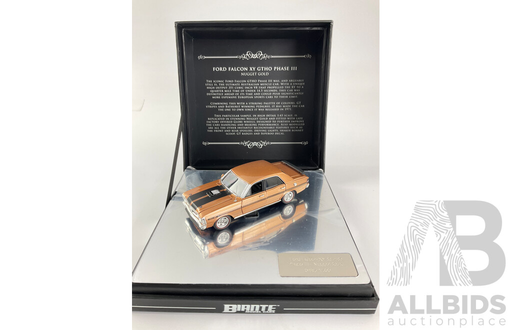 Biante Reserve Collection Diecast Ford Falcon GTHO Phase III with Certificate Plate  - 1:43 Scale