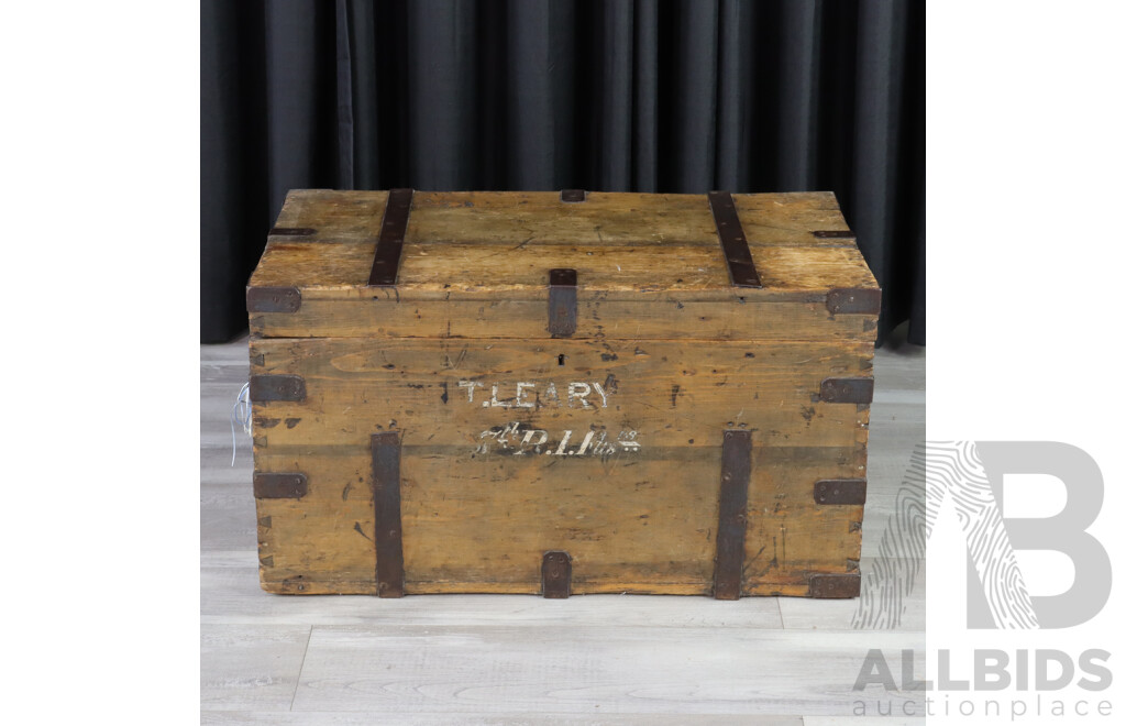 Vintage Metal Bound Travellers Chest