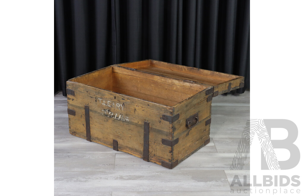 Vintage Metal Bound Travellers Chest